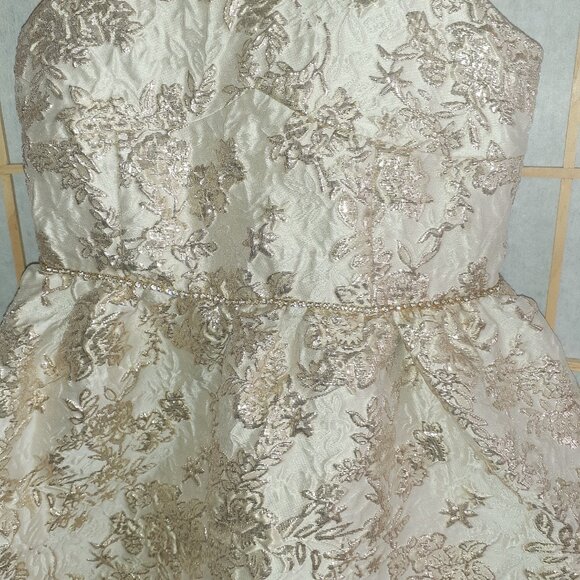 PINK & VIOLET DRESS IVORY/GOLD METALLIC RHINESTONE FLORAL HOLIDAY-GIRLS SIZE 7 - Picture 3 of 4